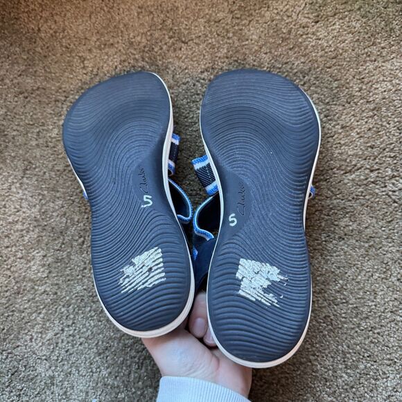 Clarks Cloudsteppers Mira Lily Sandals Womens 8 Navy Combi Striped Strappy Shoes - Picture 7 of 10